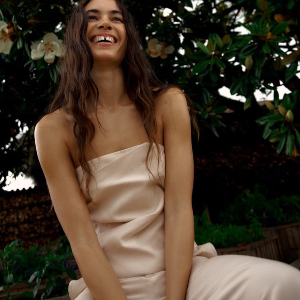 Zara Strapless Draped Top with Linen XS